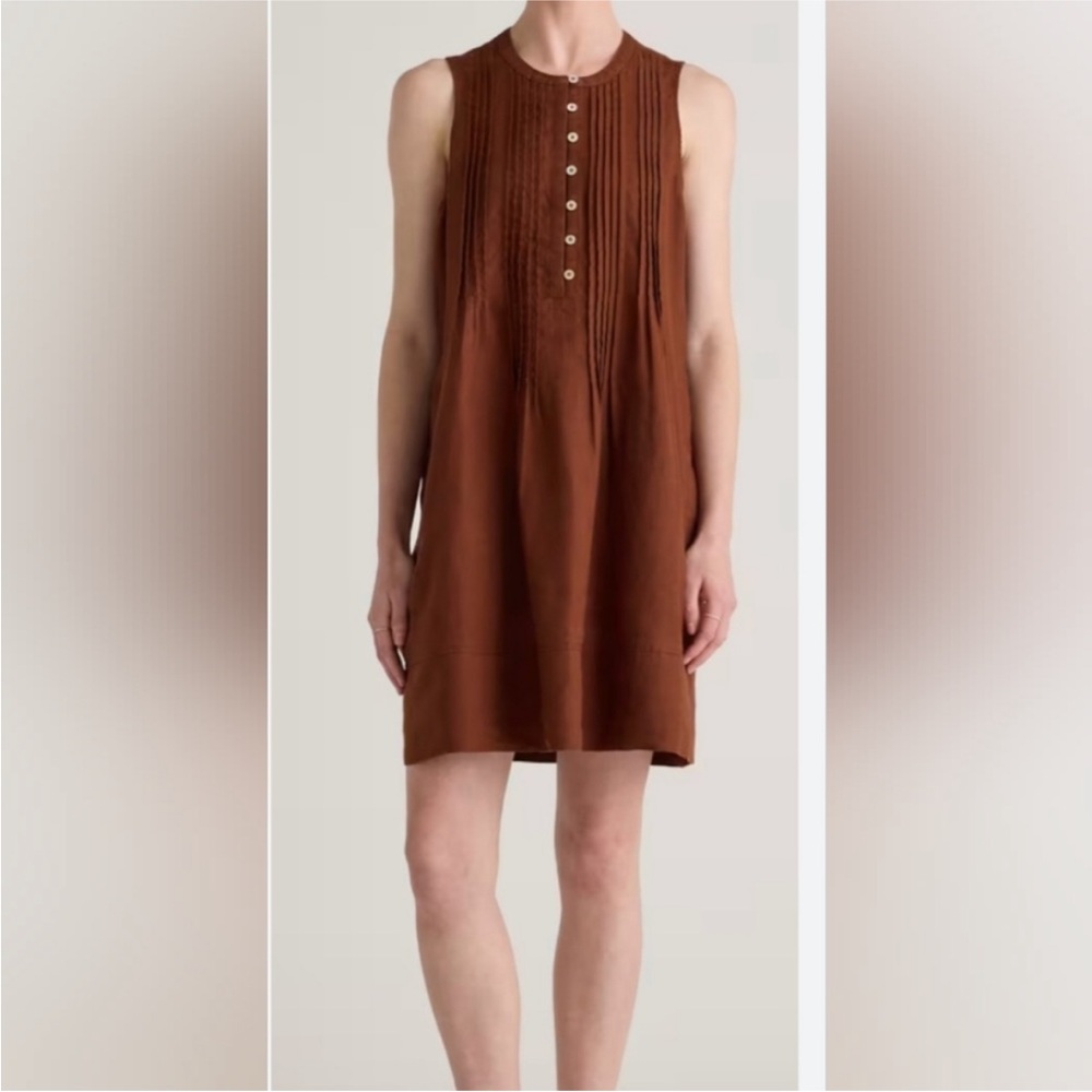 Quince Sleeveless Mini Dress in Rich Brown